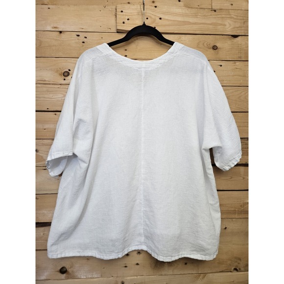 Oh My Gauze Women's Top 3 XXL Snow White Short Sleeve 100% Cotton Lagenlook - Picture 2 of 6